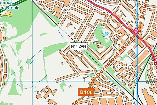 N11 2AN map - OS VectorMap District (Ordnance Survey)