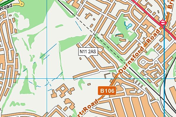 N11 2AS map - OS VectorMap District (Ordnance Survey)