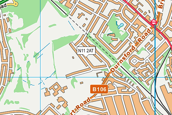 N11 2AT map - OS VectorMap District (Ordnance Survey)