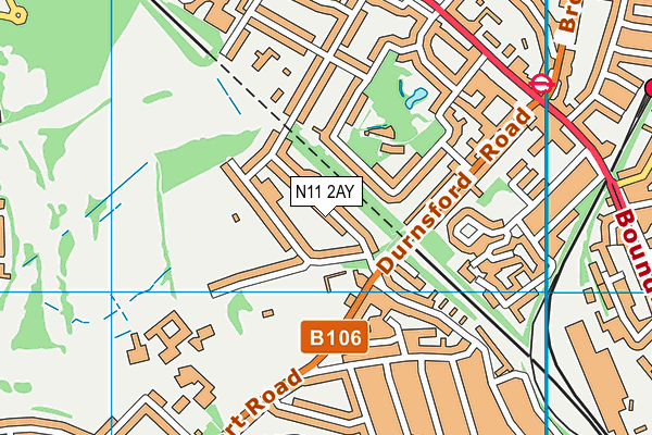 N11 2AY map - OS VectorMap District (Ordnance Survey)