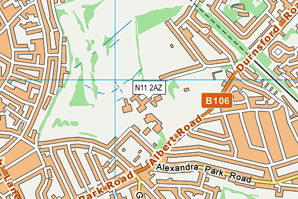 N11 2AZ map - OS VectorMap District (Ordnance Survey)