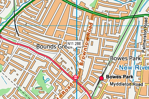 N11 2BE map - OS VectorMap District (Ordnance Survey)