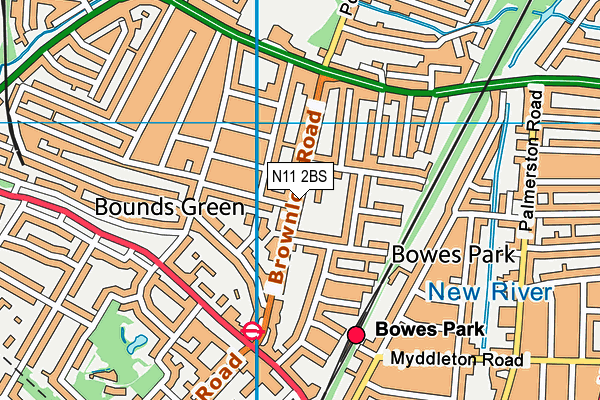 Bounds Green Recreation Club Ltd map (N11 2BS) - OS VectorMap District (Ordnance Survey)