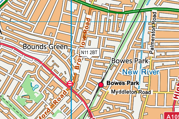 N11 2BT map - OS VectorMap District (Ordnance Survey)