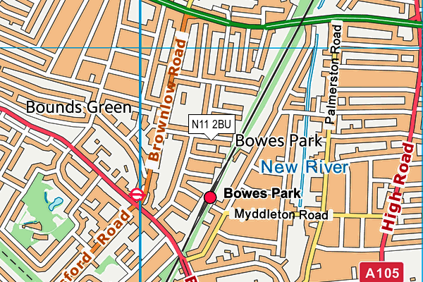 N11 2BU map - OS VectorMap District (Ordnance Survey)