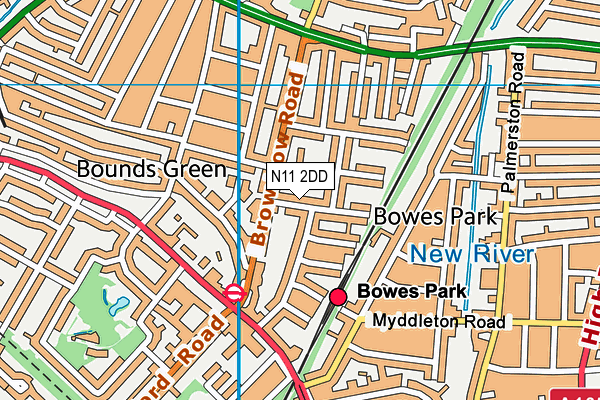 N11 2DD map - OS VectorMap District (Ordnance Survey)