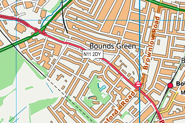 N11 2DY map - OS VectorMap District (Ordnance Survey)