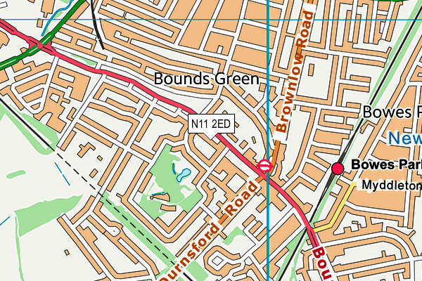 N11 2ED map - OS VectorMap District (Ordnance Survey)