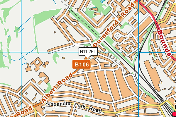 N11 2EL map - OS VectorMap District (Ordnance Survey)