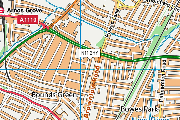 N11 2HY map - OS VectorMap District (Ordnance Survey)