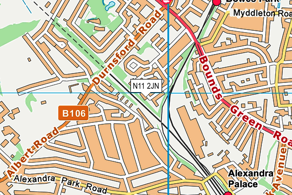 N11 2JN map - OS VectorMap District (Ordnance Survey)