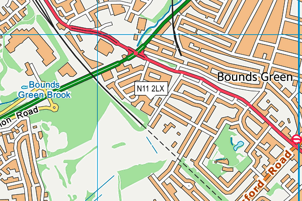 N11 2LX map - OS VectorMap District (Ordnance Survey)