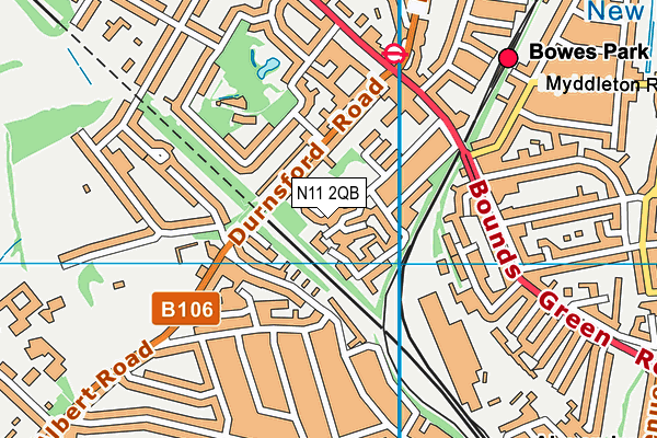N11 2QB map - OS VectorMap District (Ordnance Survey)
