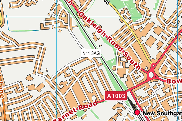 N11 3AG map - OS VectorMap District (Ordnance Survey)