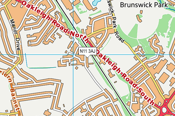 N11 3AJ map - OS VectorMap District (Ordnance Survey)