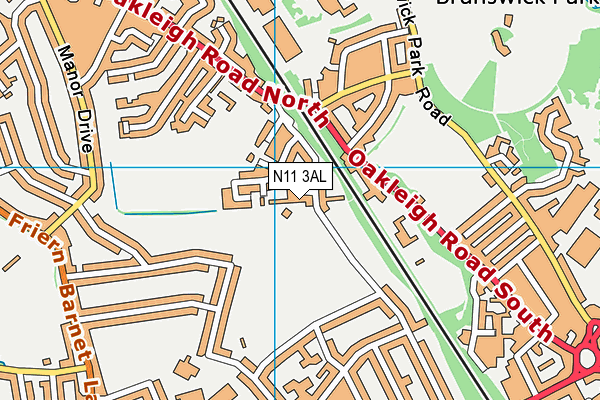 N11 3AL map - OS VectorMap District (Ordnance Survey)