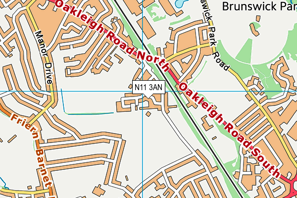 N11 3AN map - OS VectorMap District (Ordnance Survey)