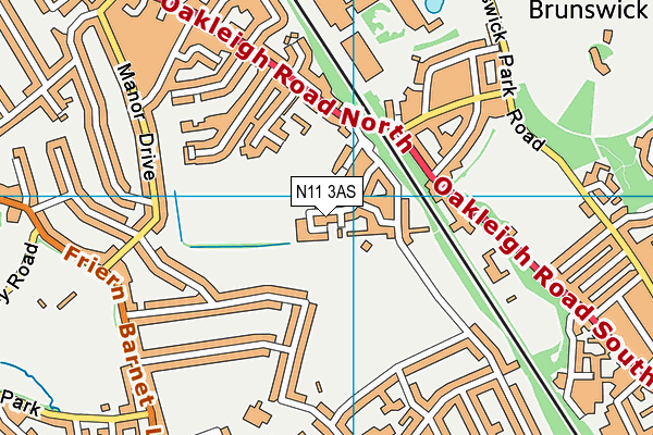 N11 3AS map - OS VectorMap District (Ordnance Survey)