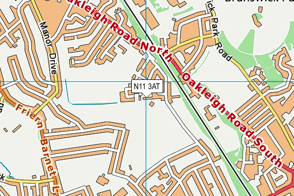 N11 3AT map - OS VectorMap District (Ordnance Survey)