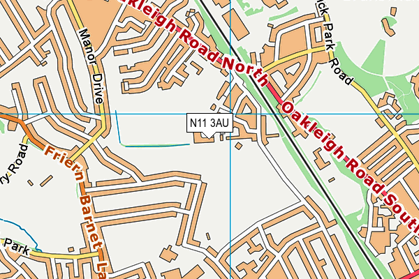 N11 3AU map - OS VectorMap District (Ordnance Survey)
