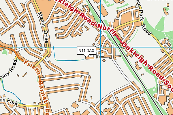 N11 3AX map - OS VectorMap District (Ordnance Survey)
