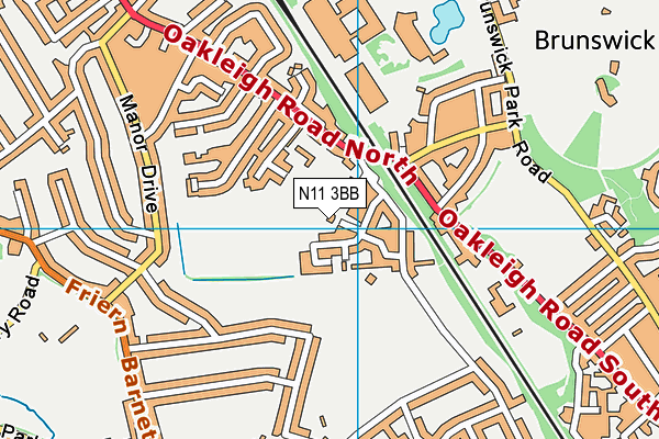 N11 3BB map - OS VectorMap District (Ordnance Survey)