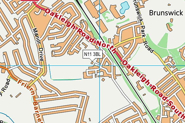 N11 3BL map - OS VectorMap District (Ordnance Survey)