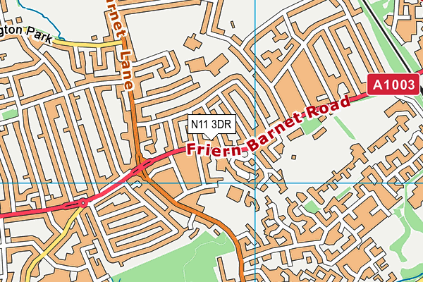 N11 3DR map - OS VectorMap District (Ordnance Survey)