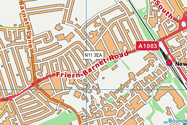 N11 3EA map - OS VectorMap District (Ordnance Survey)