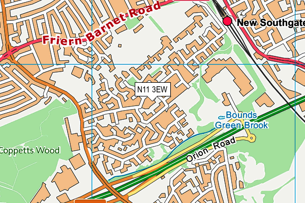 N11 3EW map - OS VectorMap District (Ordnance Survey)