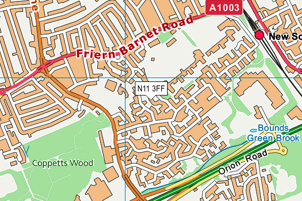 N11 3FF map - OS VectorMap District (Ordnance Survey)