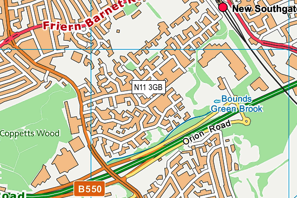 N11 3GB map - OS VectorMap District (Ordnance Survey)