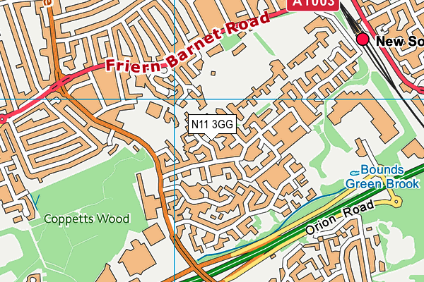 N11 3GG map - OS VectorMap District (Ordnance Survey)