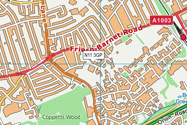 N11 3GP map - OS VectorMap District (Ordnance Survey)