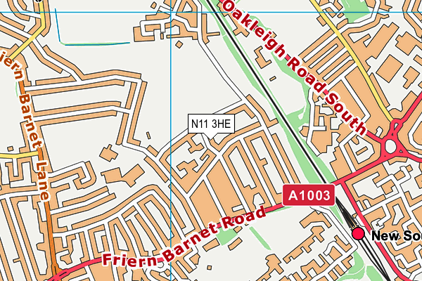 N11 3HE map - OS VectorMap District (Ordnance Survey)