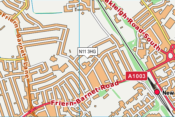 N11 3HG map - OS VectorMap District (Ordnance Survey)