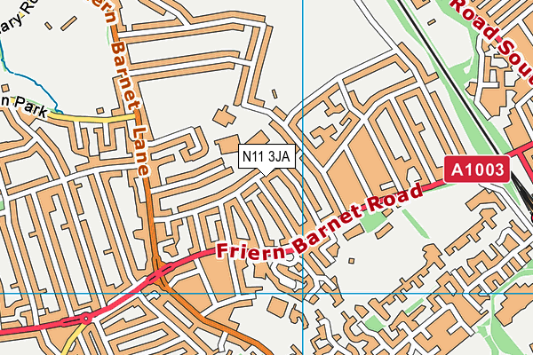 N11 3JA map - OS VectorMap District (Ordnance Survey)