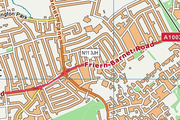 N11 3JH map - OS VectorMap District (Ordnance Survey)