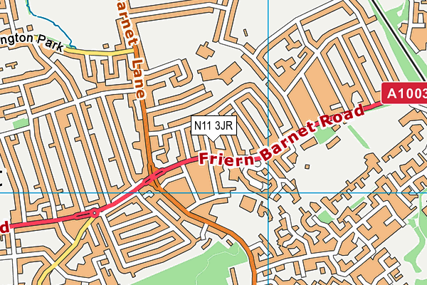N11 3JR map - OS VectorMap District (Ordnance Survey)