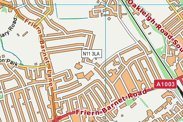 N11 3LA map - OS VectorMap District (Ordnance Survey)