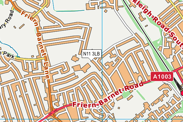 N11 3LB map - OS VectorMap District (Ordnance Survey)