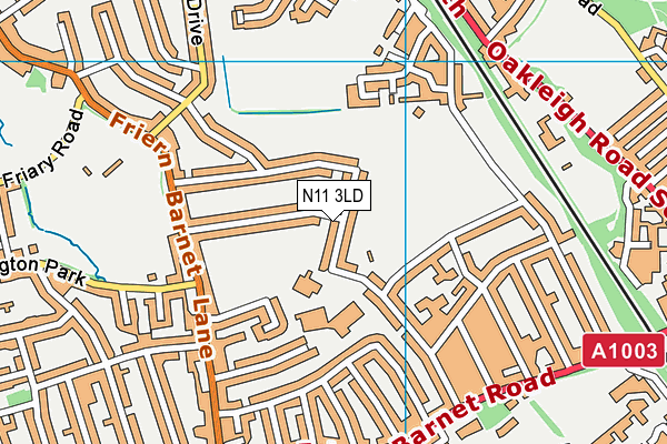 N11 3LD map - OS VectorMap District (Ordnance Survey)
