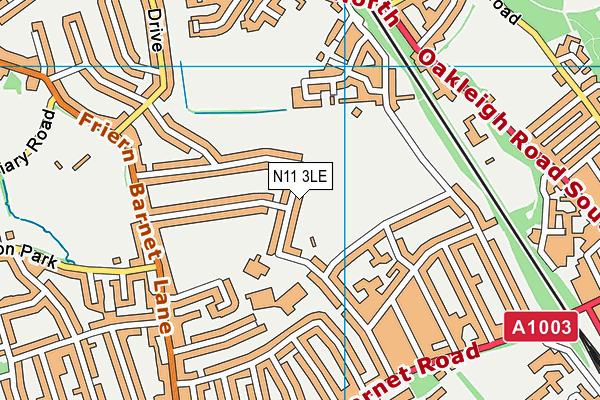 N11 3LE map - OS VectorMap District (Ordnance Survey)