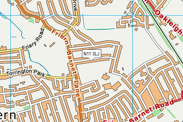N11 3LJ map - OS VectorMap District (Ordnance Survey)