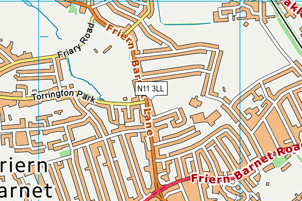 N11 3LL map - OS VectorMap District (Ordnance Survey)