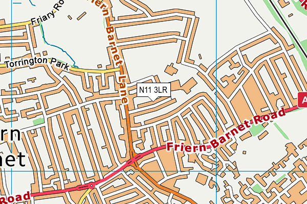 N11 3LR map - OS VectorMap District (Ordnance Survey)