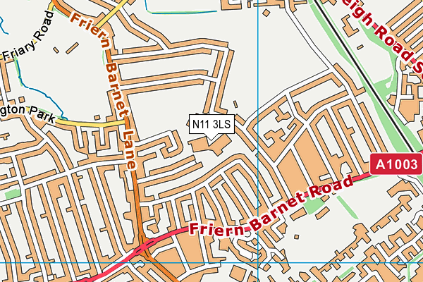 Friern Barnet School map (N11 3LS) - OS VectorMap District (Ordnance Survey)