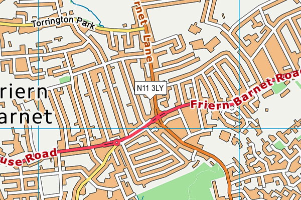 N11 3LY map - OS VectorMap District (Ordnance Survey)