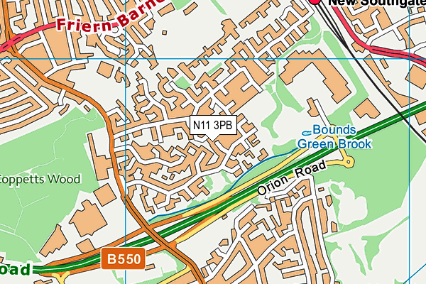 N11 3PB map - OS VectorMap District (Ordnance Survey)