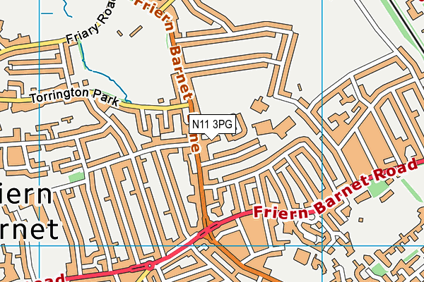 N11 3PG map - OS VectorMap District (Ordnance Survey)
